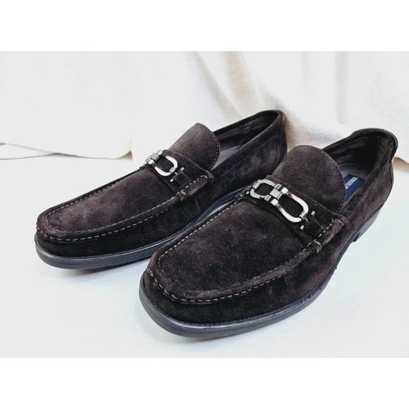Giorgio Brutini Size 13M Men's Chocolate Brown Suade Horsebit Slip On Loafers - Picture 7 of 11